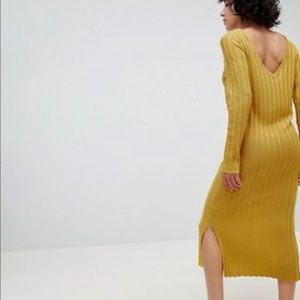 ASOS low back mustard Maxi Dress